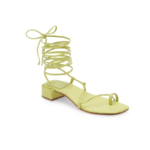 Jeffrey Campbell Agate 2 Sandal Heeled Sandal Chartreuse Green Strappy Tie NWT - Picture 1 of 7